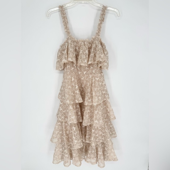 NWT Petal & Pup STORIA Whimsy Multi Tiered Lace Midi Dress Cream Sz S Coquette - Picture 7 of 14